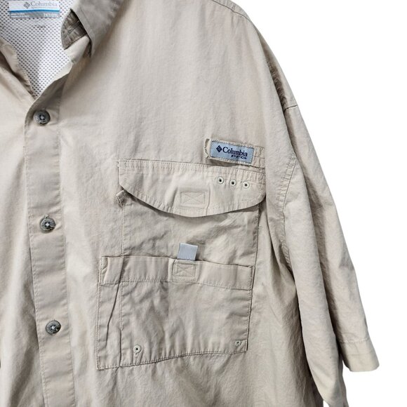 Columbia PFG Mens Fishing Shirt Size 2XT 100%‎ Cotton Beige - Picture 8 of 9